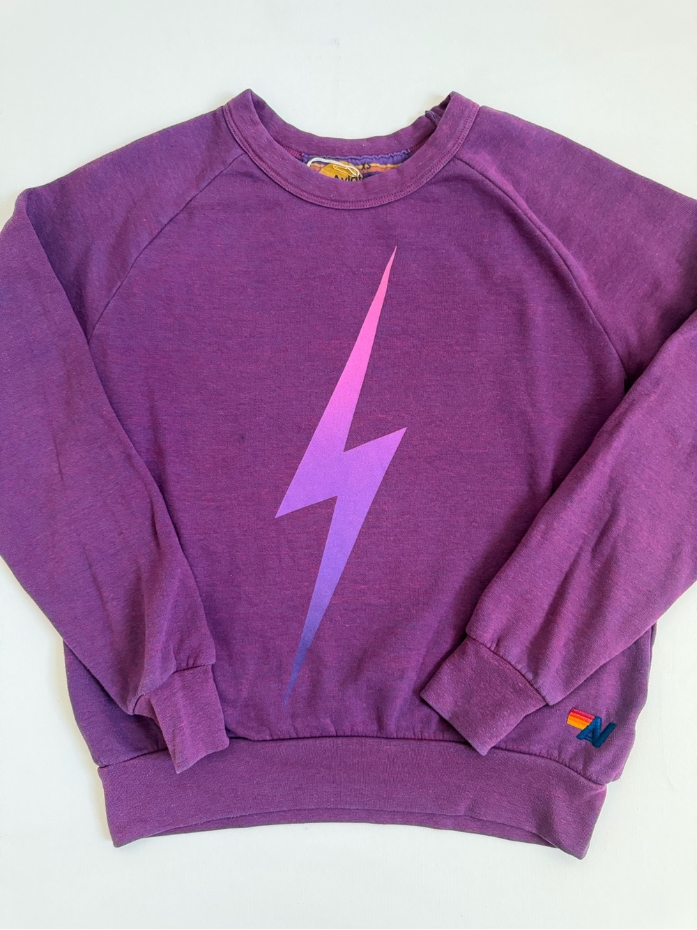 Aviator Nation Purple Gradient Lightning Crewneck - NWT Size XS